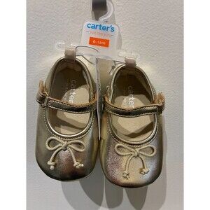 NWT Carter's Gold Bow Ballet Flat Shoes Size 6-12 Months